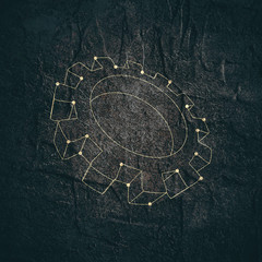 Isometric cog wheel model. Precision machinery concept. Technology and engineering