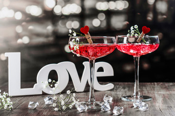Valentines day red cocktails