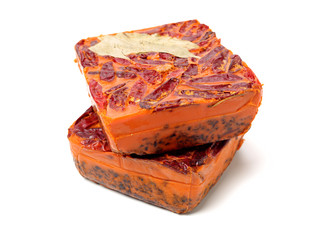 Chinese spicy hot pot bottom material  on white background