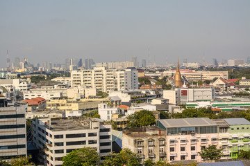 Fototapeta na wymiar Beautiful scenery in the bird eye view center city of Bangkok the capital city of Thailand 