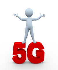 3d man standing on text 5g