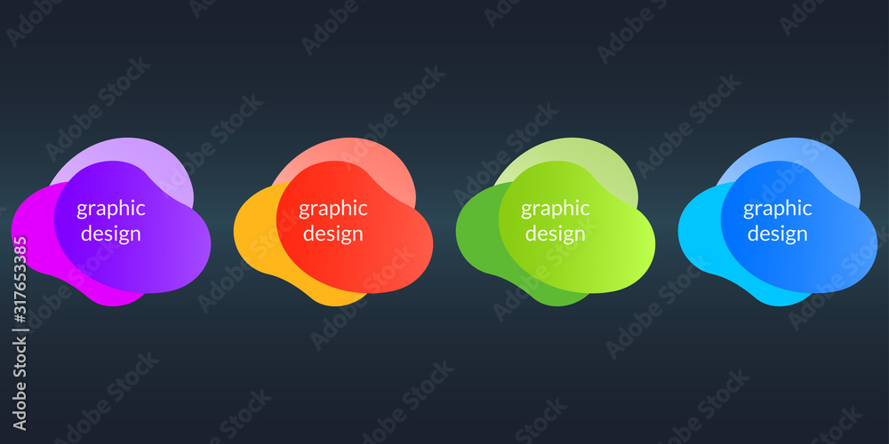 Poster abstract dynamic shapes design set. fluid or liquid gradient banner templates. modern graphic elemen
