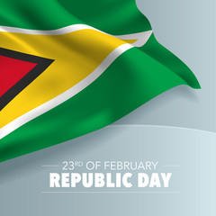 Fototapeta premium Guyana republic day greeting card, banner, vector illustration