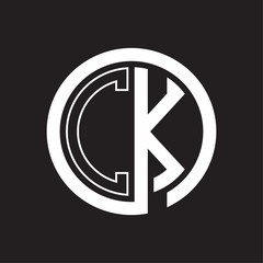 CK Logo with circle rounded negative space design template
