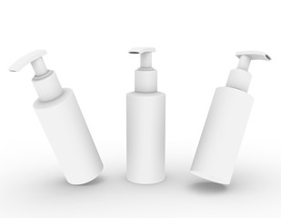 template empty plastic bottle mockup white background , 3d rendering