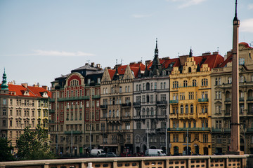 Fototapeta na wymiar Buildings along the Vltava River in Prague