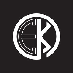 EK Logo with circle rounded negative space design template