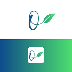 Obraz premium letter O and leaf logo vector, Eco Logo Design. Letter O Vector 