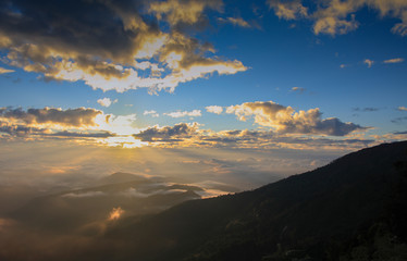Landscape clouds and mist The morning in a beautiful view point