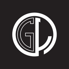 GL Logo with circle rounded negative space design template