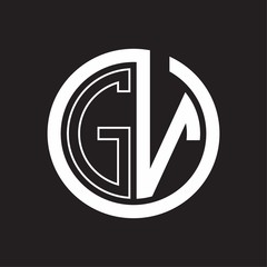 GV Logo with circle rounded negative space design template