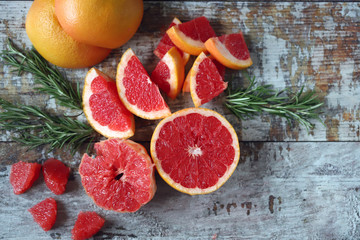 Fresh juicy grapefruit. Vitamin Citruses. Selective focus. Macro.