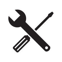 wrench, screwdriver icon vector symbol on white background