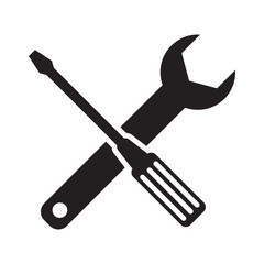 wrench, screwdriver icon vector symbol on white background