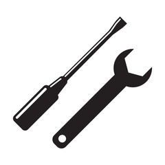 wrench, screwdriver icon vector symbol on white background