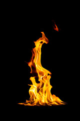 Orange fire isolated on black background