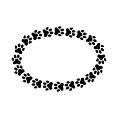 Oval frame made of paw prints