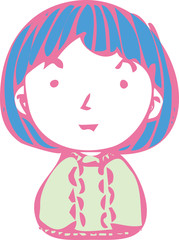 Colorful Rough doodling Hand painted cute Smiling people icon