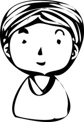 Monochrome Rough doodling Hand painted cute Smiling people icon