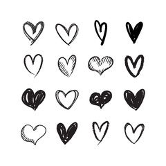 Hand drawn hearts. Valentine's day heart doodles. Love illustrations.