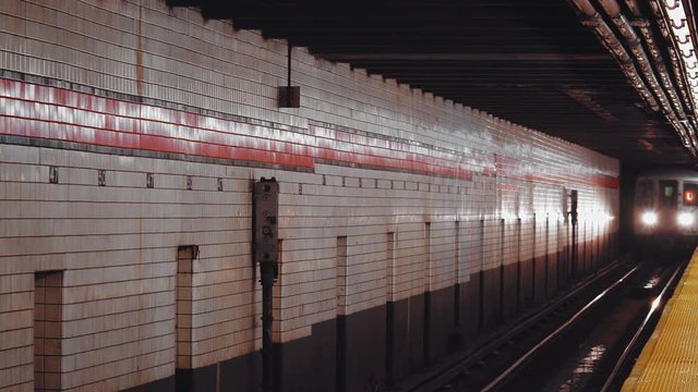 Arriving train to station, NYC
