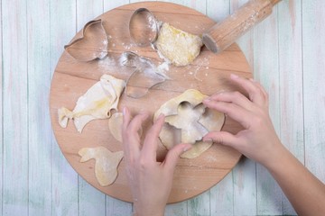 cooking cookies dough hands flour