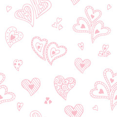 Obraz na płótnie Canvas Cute doodle seamless pattern for st. Valentine s day with hearts