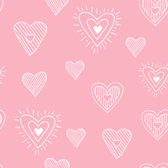 Cute doodle seamless pattern for st. Valentine s day with hearts