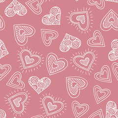 Cute doodle seamless pattern for st. Valentine s day with hearts