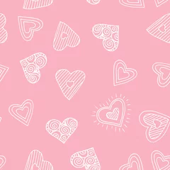 Gordijnen Cute doodle seamless pattern for st. Valentine s day with hearts © Anastasiya 