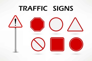 Empty traffic signs isolate on white background