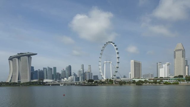 Timelapse of Singapore City Skyline and Financial district across Marina Bay