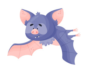Cartoon Bat Character in Flying Pose Vector Illustration