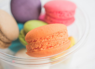 Colorful macaroon on white background