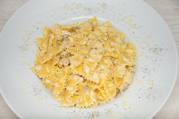Farfalle pasta with  olive sauce