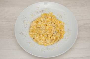 Farfalle pasta with  olive sauce