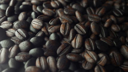 Roasted coffee beans, can be used as a background. 3D illustration