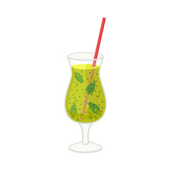 Glass of Mojito with Straw Sticking Out Vector Illustration