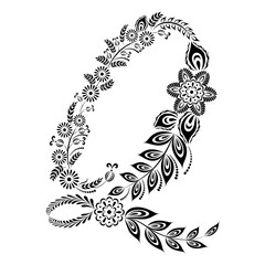 Floral uppercase letter Q monogram