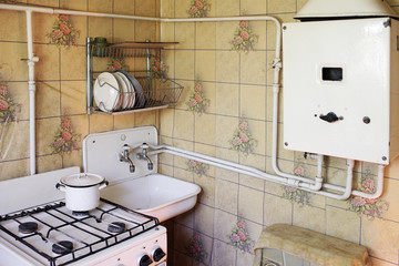 old kitchen with old furniture and utensils