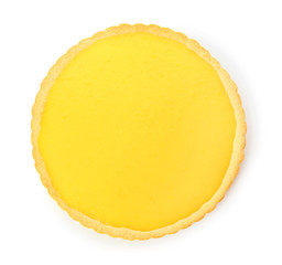 Tasty lemon pie on white background