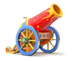 Ancient circus cannon on white background - 3D illustration - 317668991