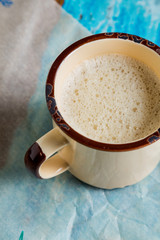 Cocoa with marshmallows. The cuisine of Tel Aviv.