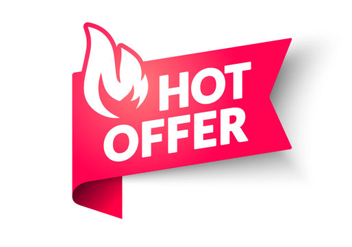 Vector illustration Hot Sale Price Offer Banner. Hot Deal Label Template With Flame. 