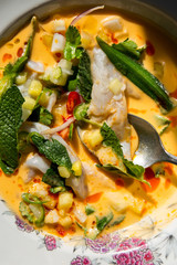 Shrimp cream soup. The cuisine of Tel Aviv.