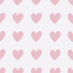 Seamless pattern with pink hearts. Vector illustration.