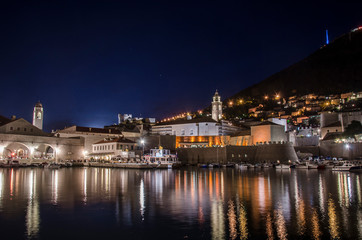 Fototapeta na wymiar View on Dubrovnik at night, Dubrovnik, Croatia
