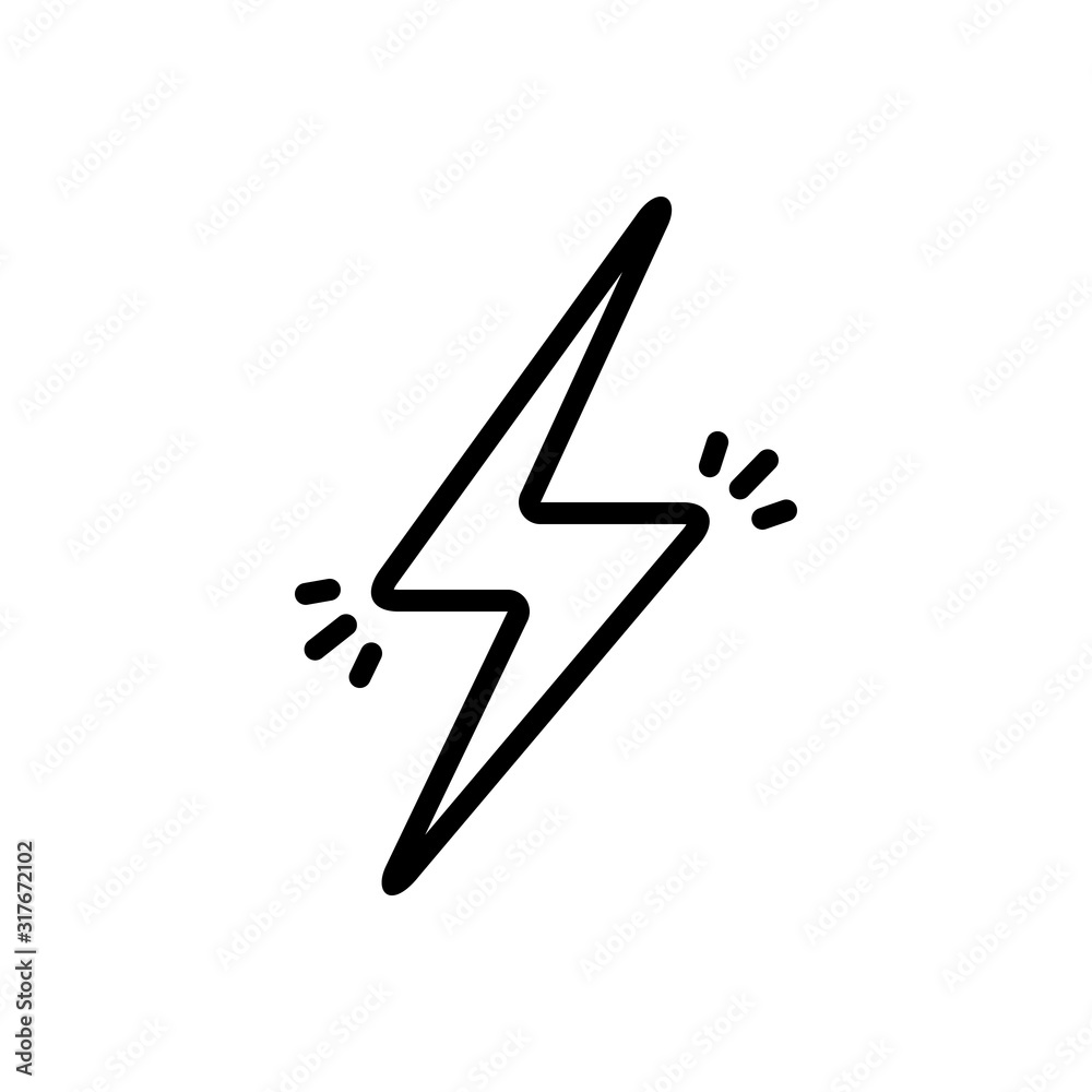 Wall mural black line icon for lightening bolt