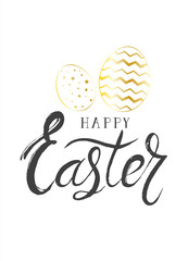 Easter card with eggs with patterns and lettering
