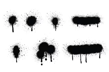 Poster Spray Paint Vector Elements isolated on White Background, Lines and Drips Black ink splatters, Ink blots set, Street style. © TWINS DESIGN STUDIO